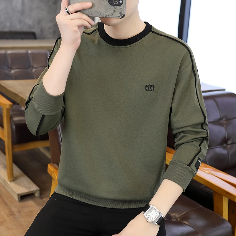 男士卫衣春秋款休闲宽松圆领长袖t恤男生穿搭秋季潮流帅气上衣服