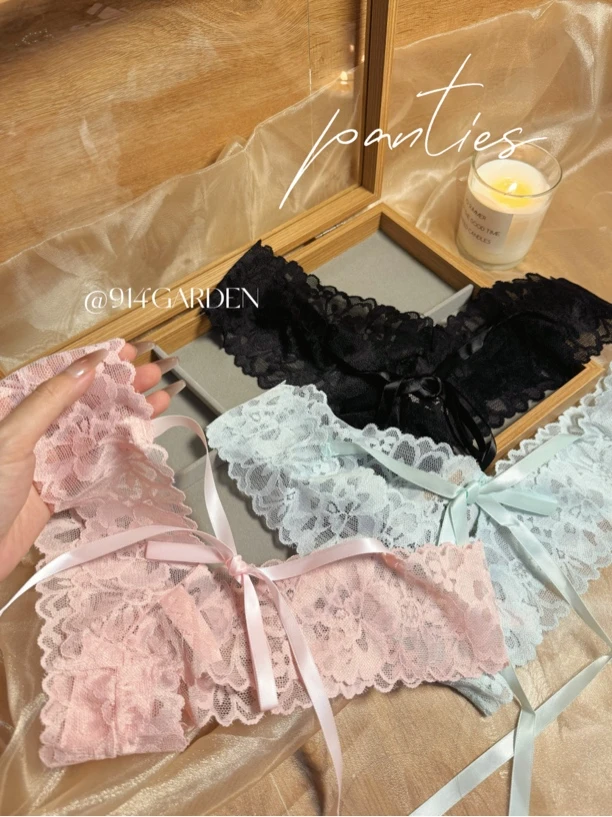 “少女甜梦”镂空蝴蝶结绑带纯欲风内裤