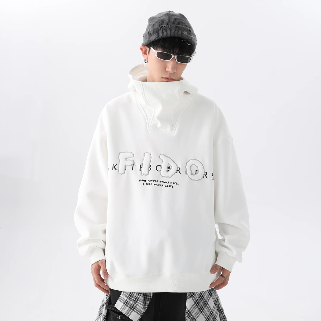 FIDO DIDO 字母Logo贴布绣加绒加厚连帽卫衣 FDCSWW2127JR