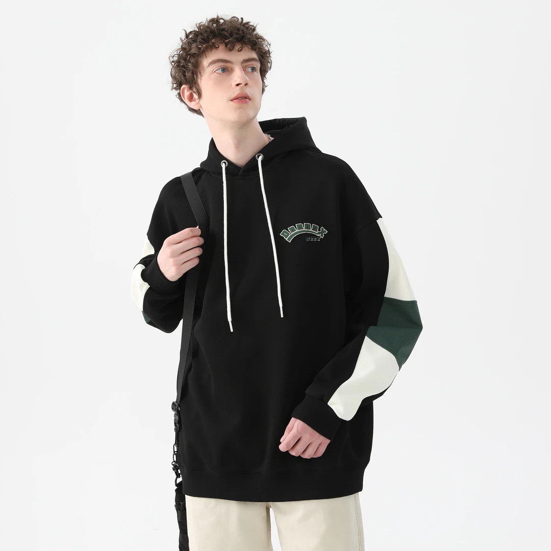 字母Logo牙刷绣撞色拼接宽松休闲连帽卫衣 男女同款dnx3AWRL7066