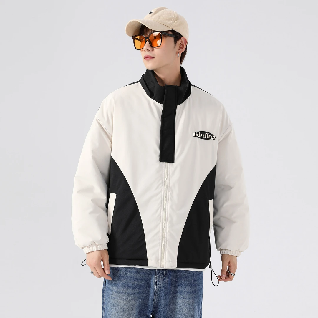 户外运动防风防水拼接连帽休闲宽松加厚保暖夹克棉服SID-LK2026