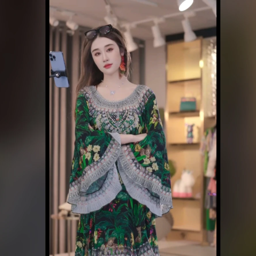 【张喜喜】洋气时尚重工气质重磅真丝春季夏季新款连衣裙 241165