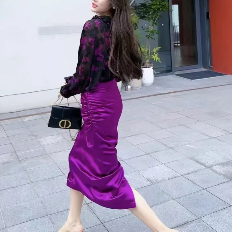 【张喜喜】时尚气质显瘦百搭捏褶秋季包臀半身裙女  238153