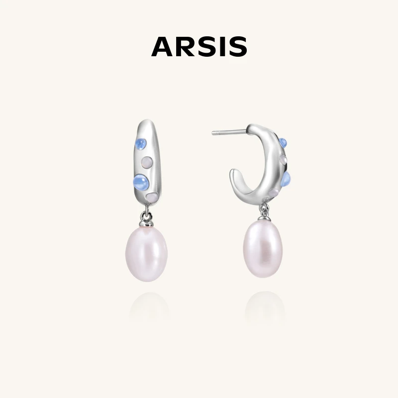 ARSIS流光系列波光月影耳坠油画复古耳钉饰品白色小七夕礼物小众