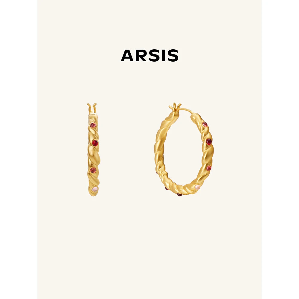 双11好物ARSIS纯真年代油画流光风蔷薇耳环耳圈优雅气质百搭耳圈商品图