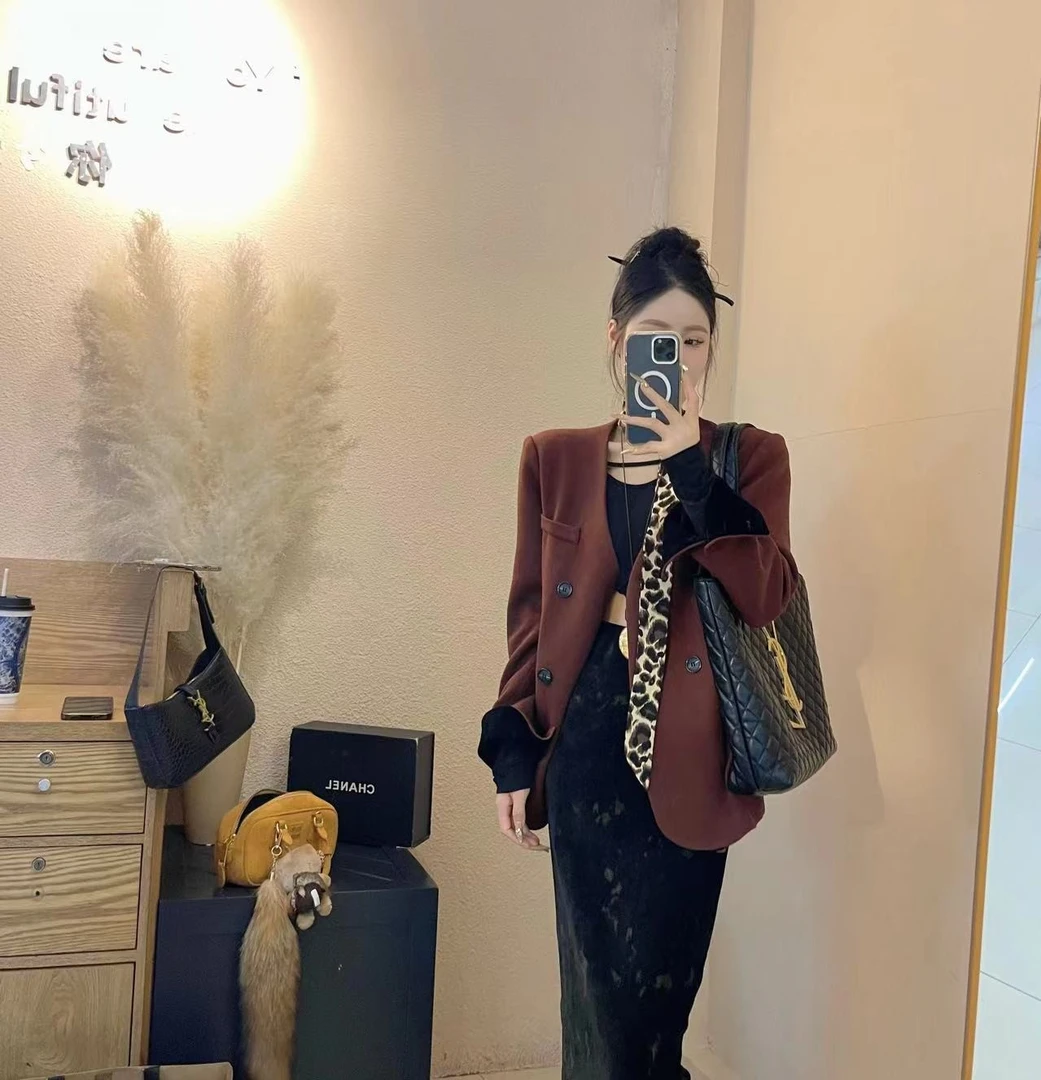 韩版气质休闲秋季新款西装百搭毛呢高级感小众洋气显瘦宽松复古