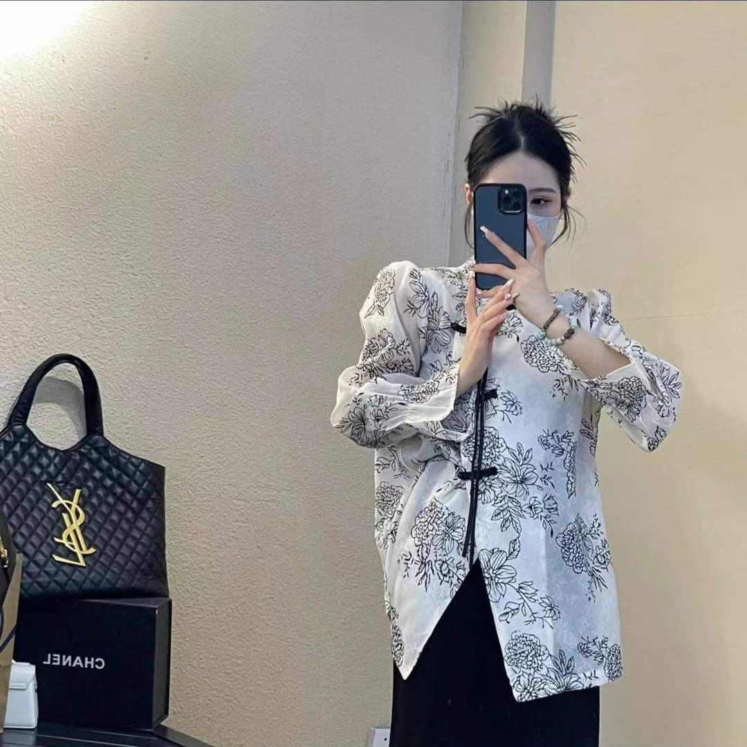 新中式国风上衣2024夏季新款设计感小众别致洋气宽松百搭衬衫女
