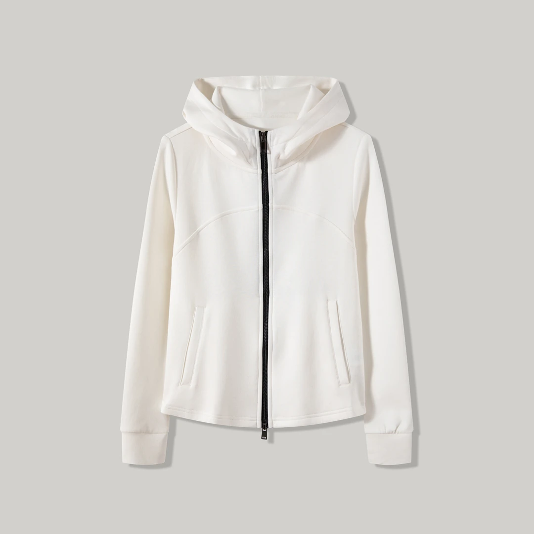 白色连帽卫衣女2024新款爆款秋季休闲宽松显瘦设计感潮 HTL004