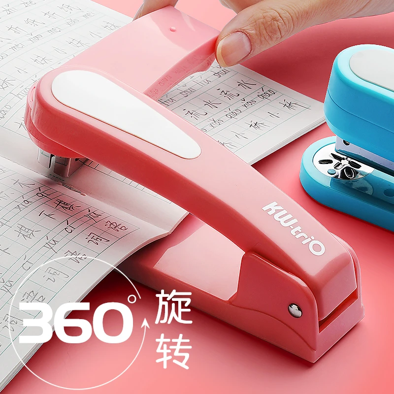 可旋转办公学生用中缝省力骑马钉订书机大号加厚360度手握式装订