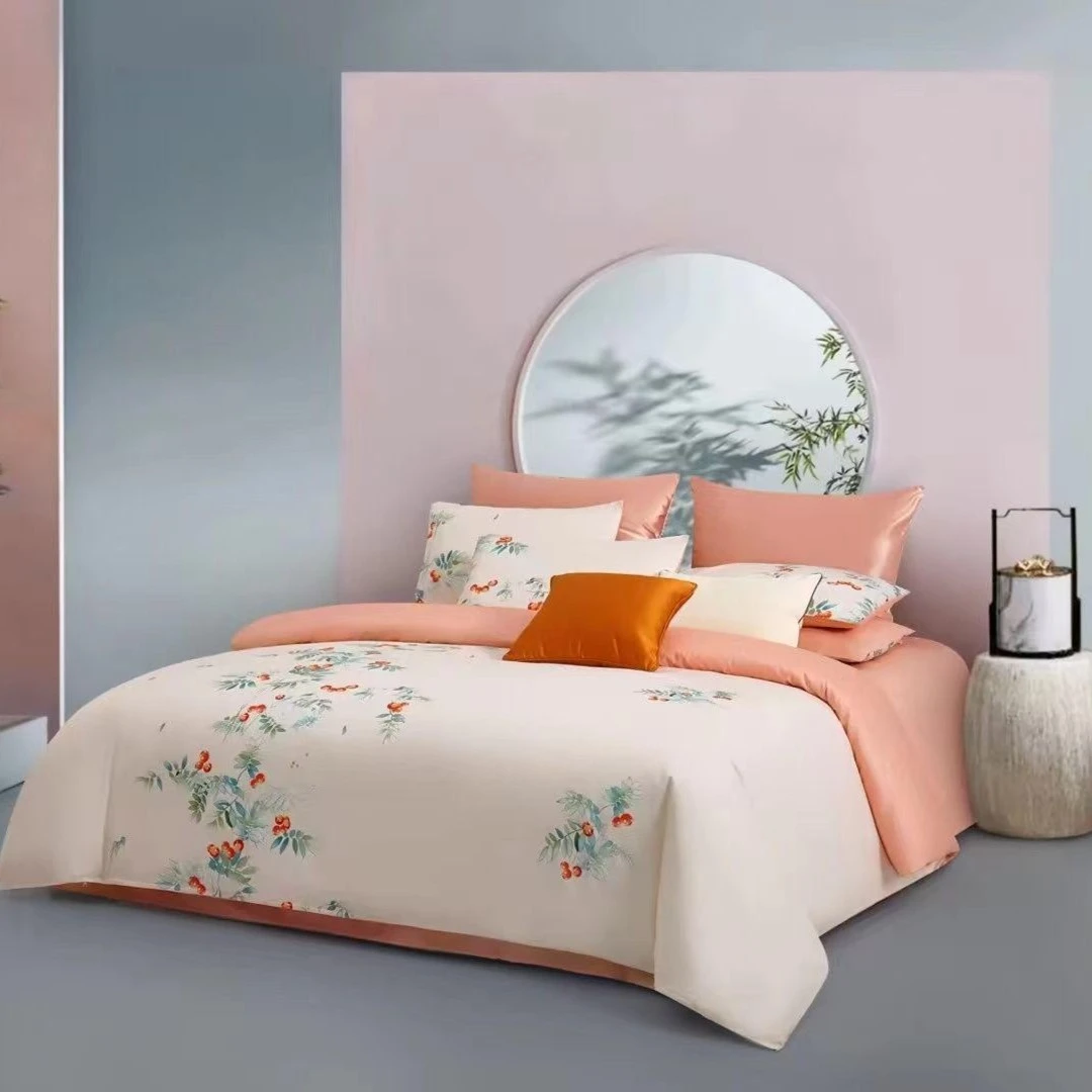 【乐文爸专属】梦洁纯棉印花三件套/四件套：喜上莓梢 /花开雅意