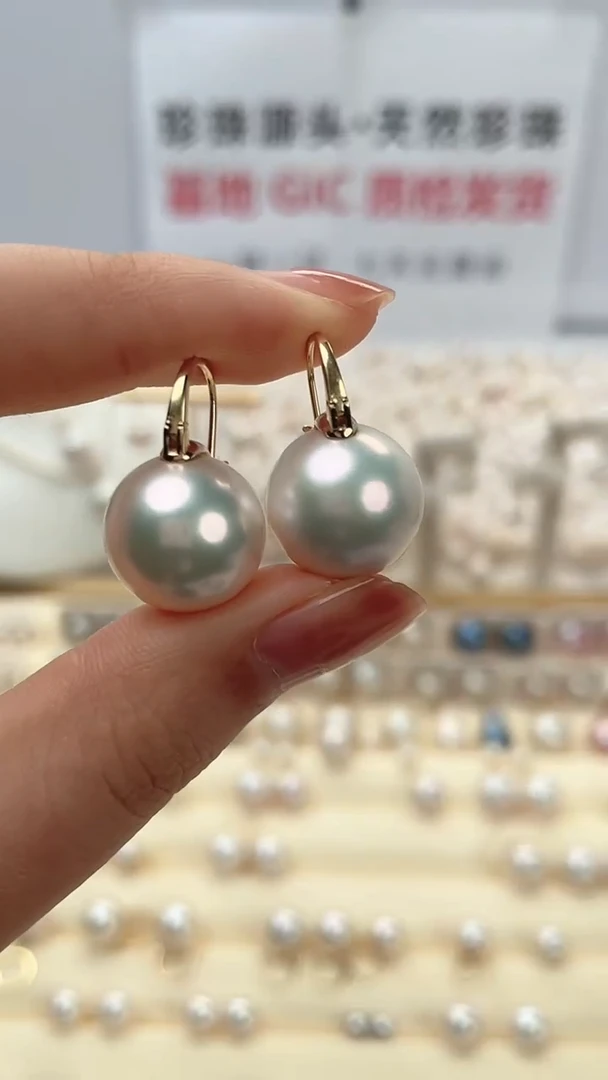 【闪购商品】淡水珍珠耳饰18K金镶嵌13-14