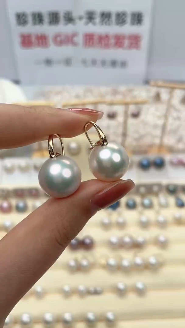【闪购商品】淡水珍珠耳饰18K金镶嵌13-14