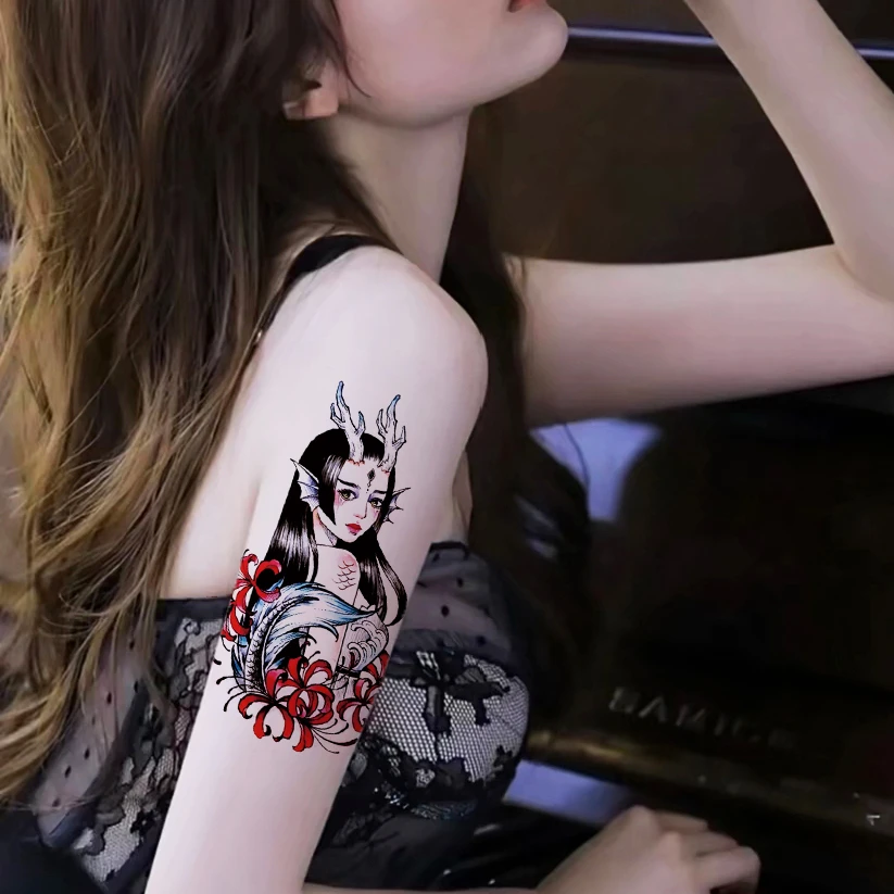 艺伎纹身贴防水贴纸男女持久高级感腿部手臂胳膊遮瑕【2张】