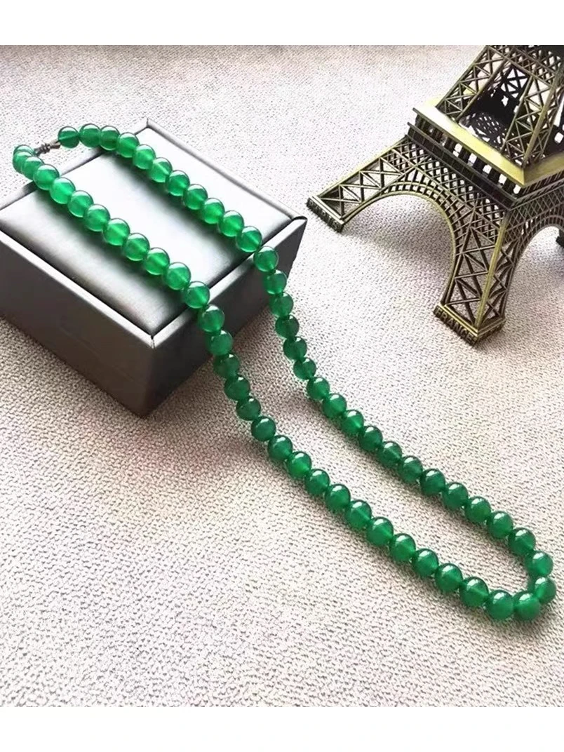 天然玛瑙玉髓项链圆珠冰种女款送妈妈 女友 礼物送国检证书 礼盒