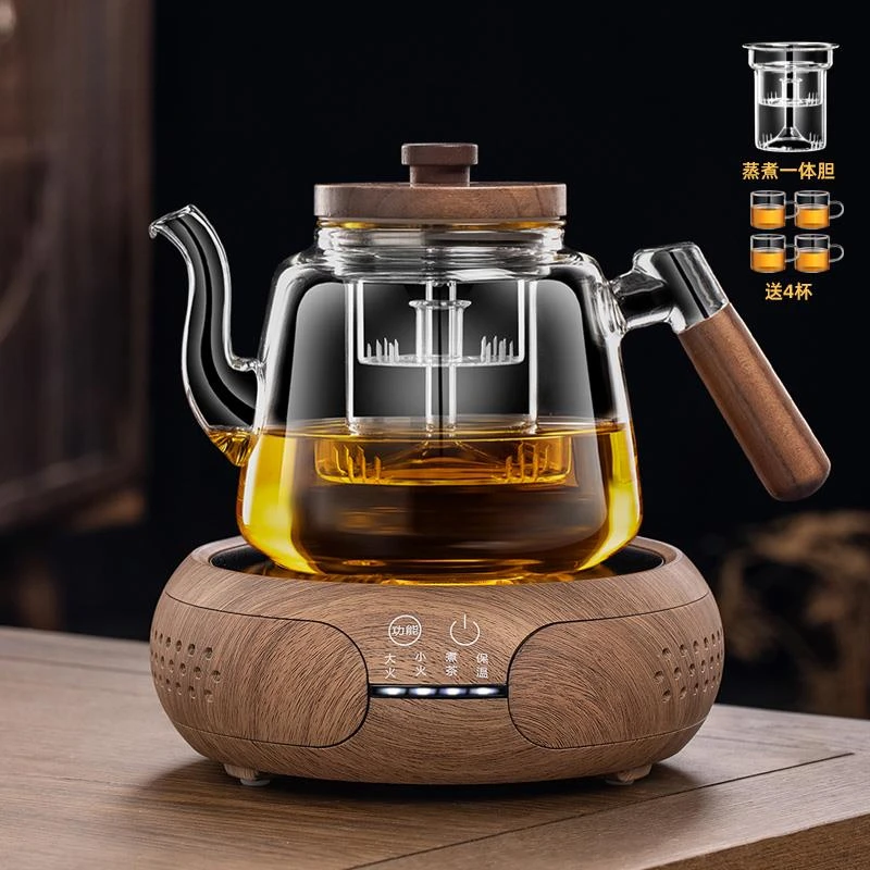 2024新款煮茶器加厚防爆玻璃蒸煮一体煮茶壶烧水壶电陶炉茶具套装