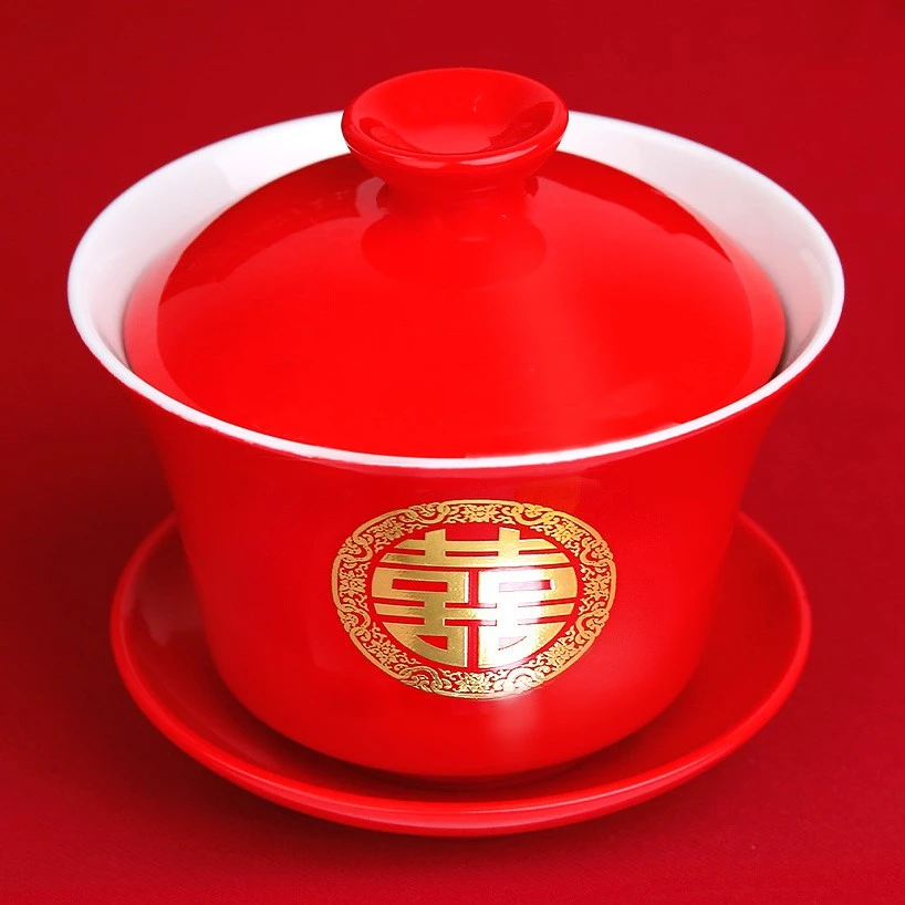 结婚敬茶杯子喜杯新人改口杯陪嫁红对杯套装婚庆女方陪嫁用品大全