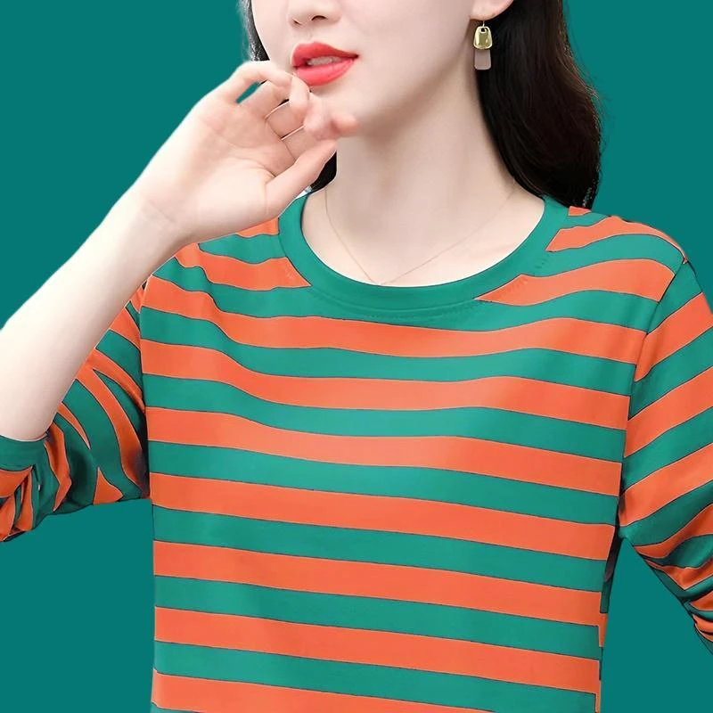 长袖T恤女棉质宽松2024新款中老年妈妈春秋打底衫大码女秋装上衣