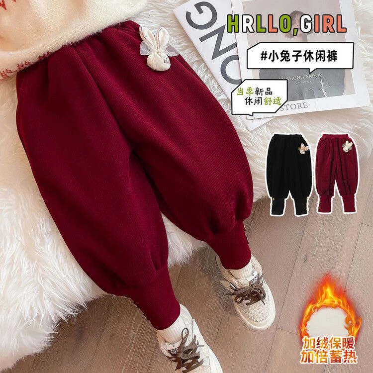 2023女童时尚裤子韩版冬季裤子ins潮百搭女加绒保暖外穿束脚长裤a