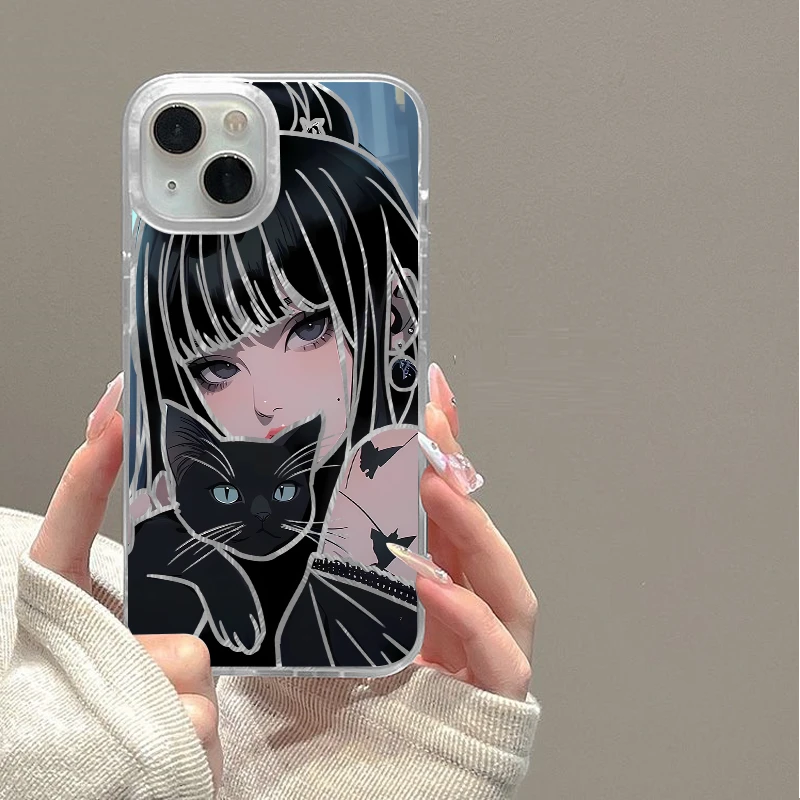 抱猫女孩178漫硬壳苹果16华为小米OP一加羽纱手机壳