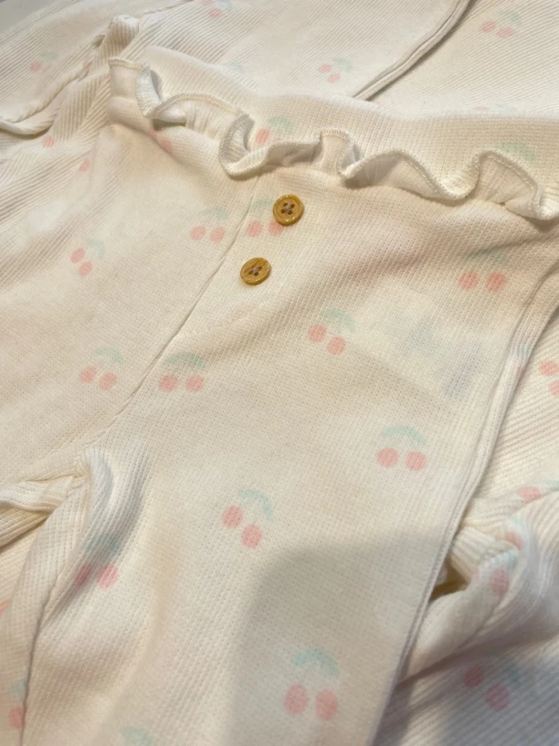 樱桃裤 婴儿坑条长裤