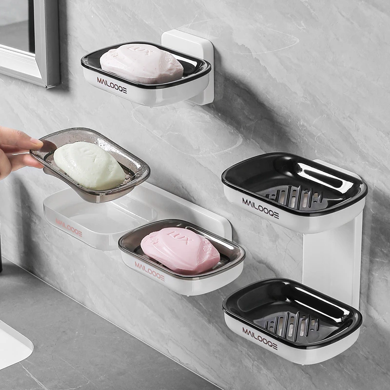 肥皂盒壁挂式卫生间免打孔肥皂沥水盒家用浴室墙上香皂置物架大号
