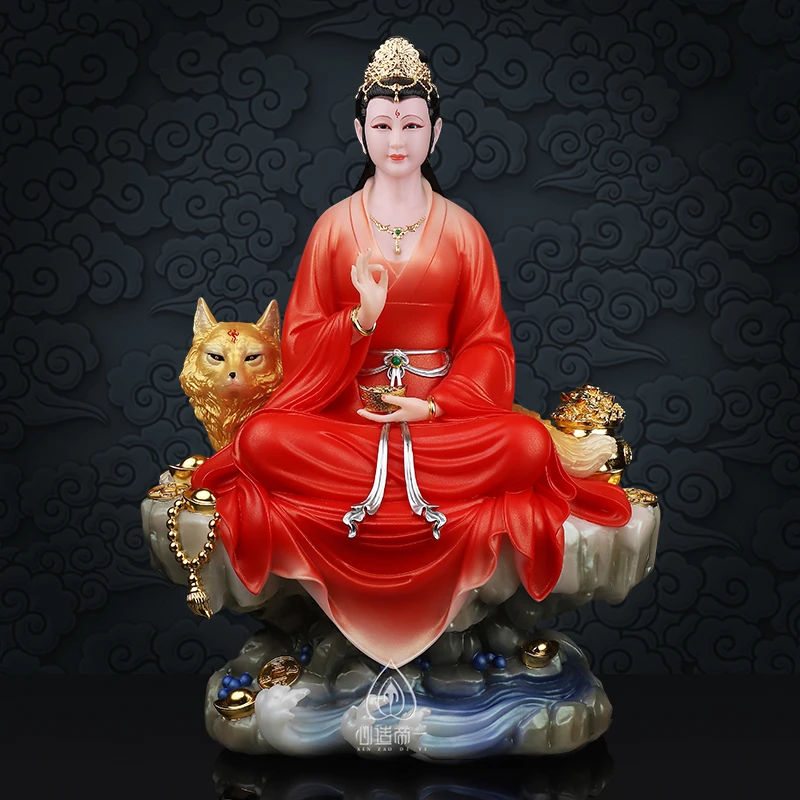 吾空传承九尾狐像女娘娘汉白玉红狐黑狐九姑娘像九尾白狐真身神像