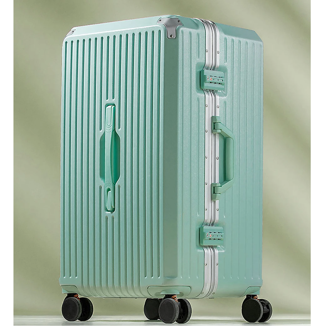 三七开铝框拉杆箱纯色学生款大容量行李箱1085