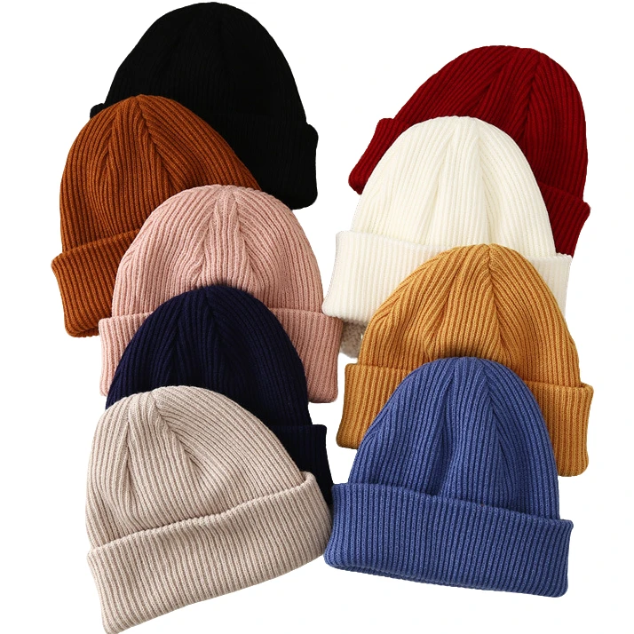 款款情侣帽子时尚秋冬毛线帽男女保暖针织帽骑行套头帽简纯色帽子