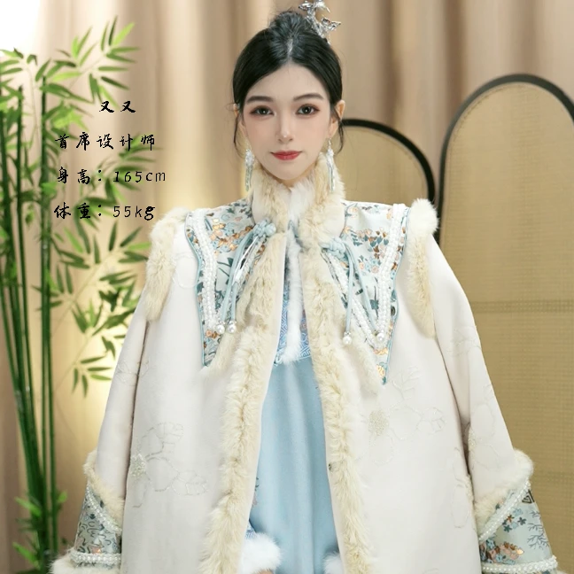 花想容2024冬季复古中中国风加绒保暖古风新中式外套(3107)