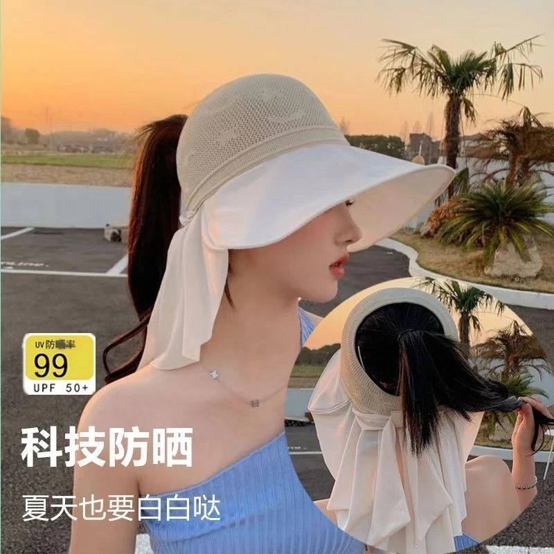 新款黑胶遮阳帽紫外线子女夏季帽子防晒遮阳帽镂空透气空顶渔夫帽