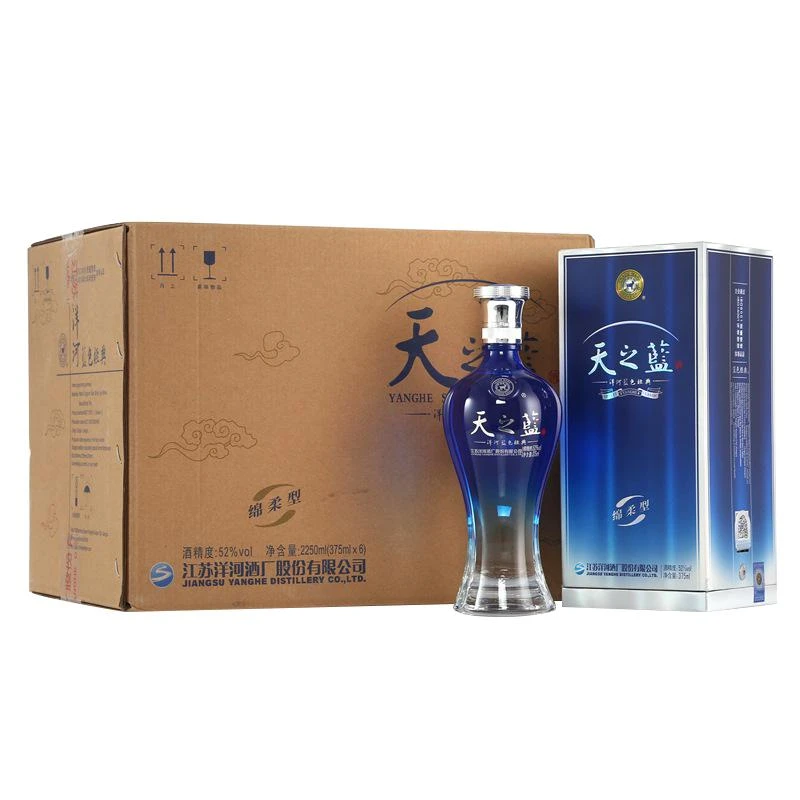 洋河天之蓝 52度375ml*6瓶整箱装浓香型优级绵柔型52度375ml