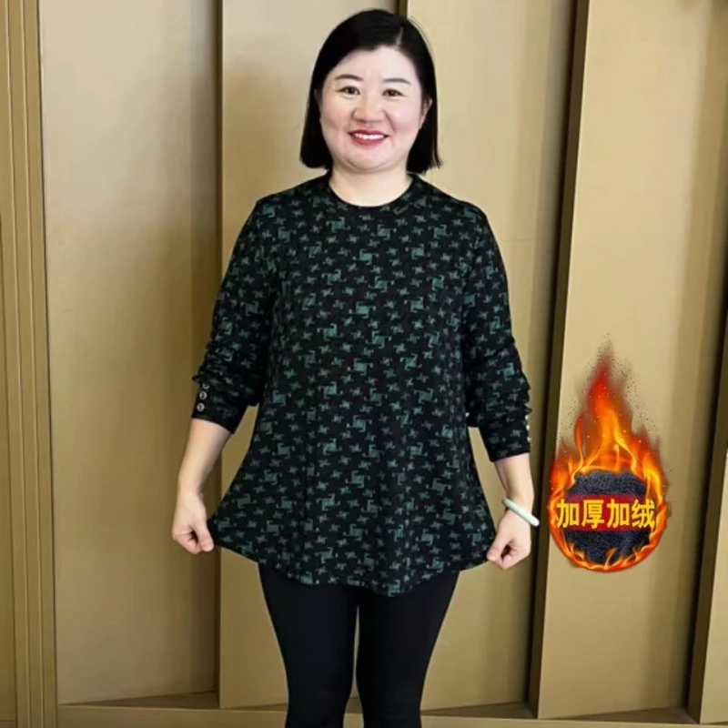 秋冬新款加大加肥宽松显瘦保暖大版中长款上衣