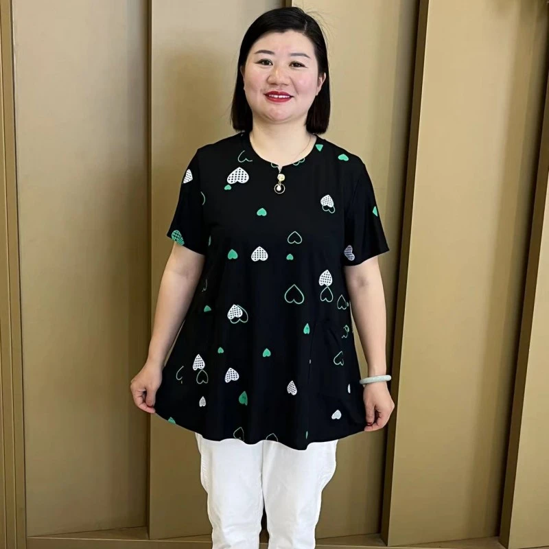 2024夏季新款短袖印花大版T恤宽松遮肚子显瘦百搭上衣