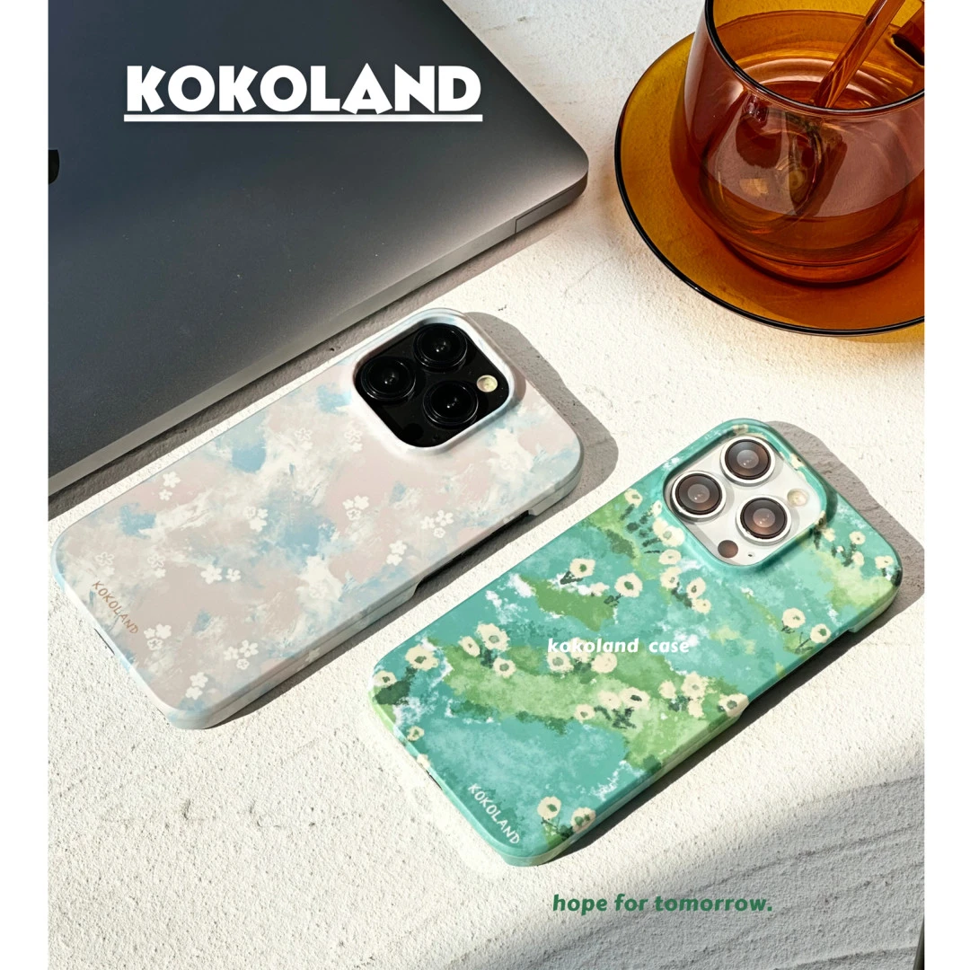 KokoLand绿色春夏天碎花原创小众手机壳ins女适用苹果菲林15pro