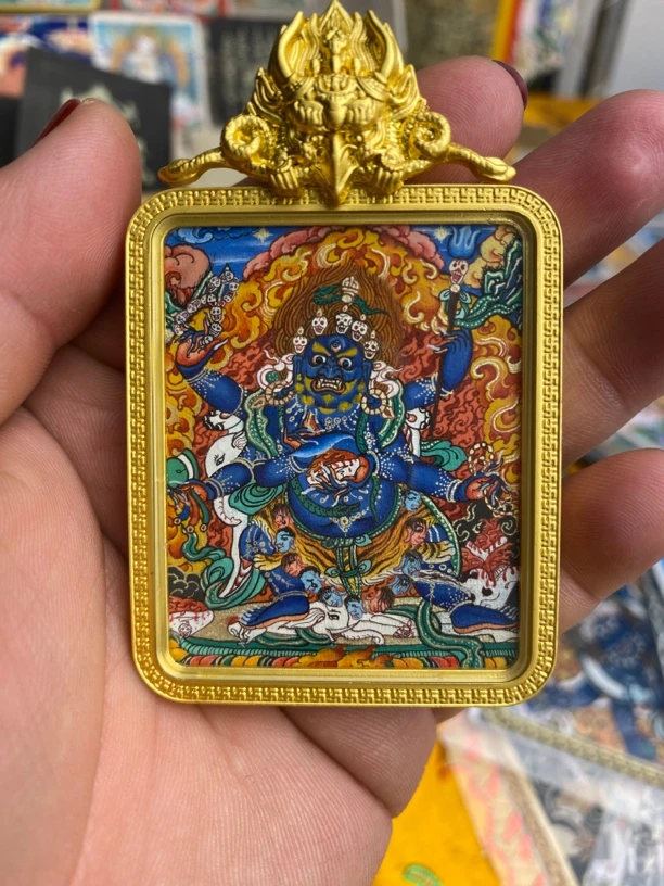 热贡纯手绘索南才让亲笔画 六臂玛哈嘎拉