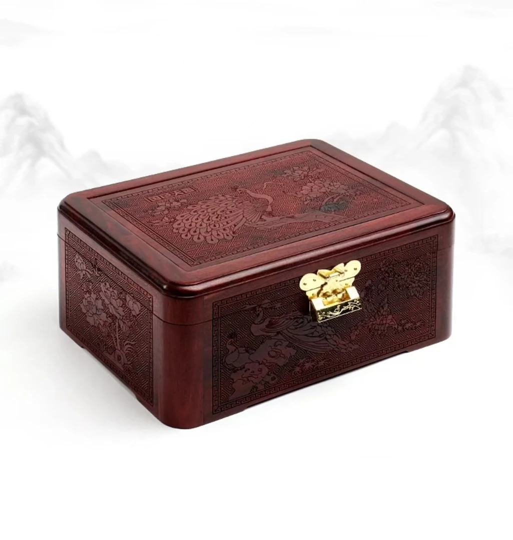 【木上】赞比亚小叶紫檀-国色天香首饰盒28*21*12-珠宝文玩盒收纳盒