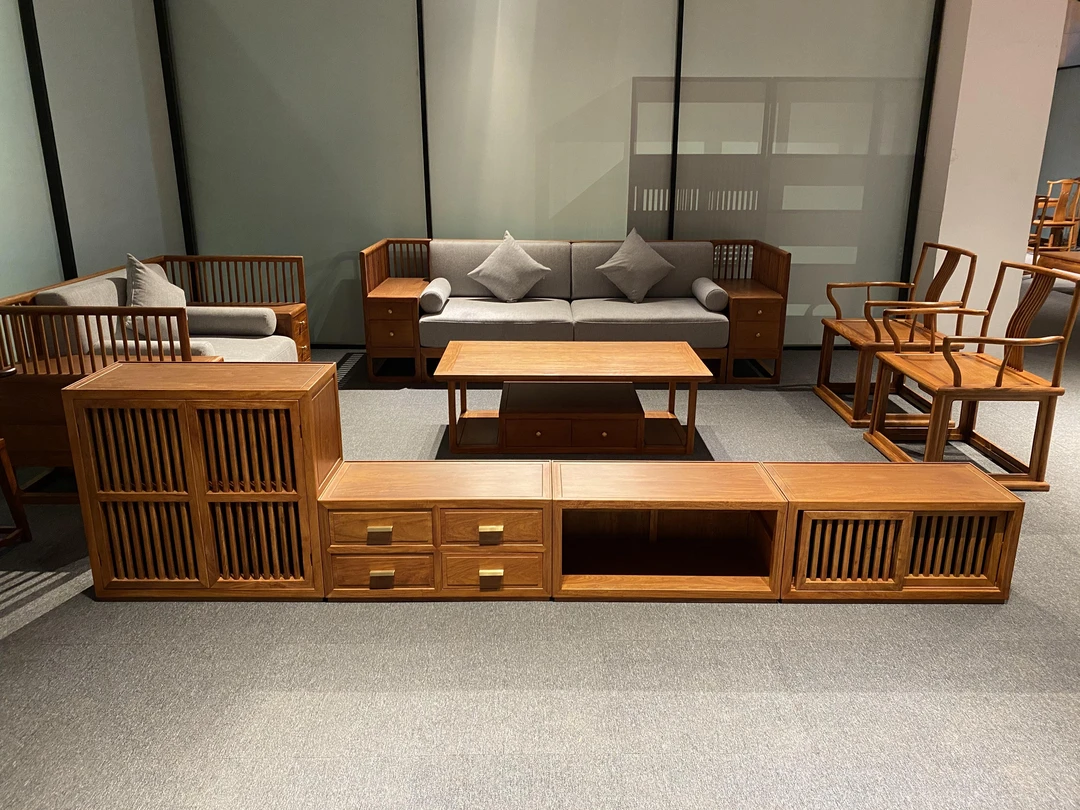 【木上】缅甸花梨-客厅电视柜组合76*36*304-收纳柜组合柜红木家具