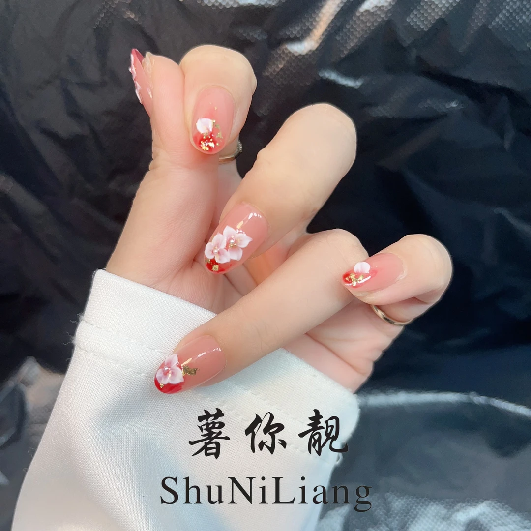 薯你靓【LS103红唇】 原创设计 纯手工雕花穿戴甲穿戴式