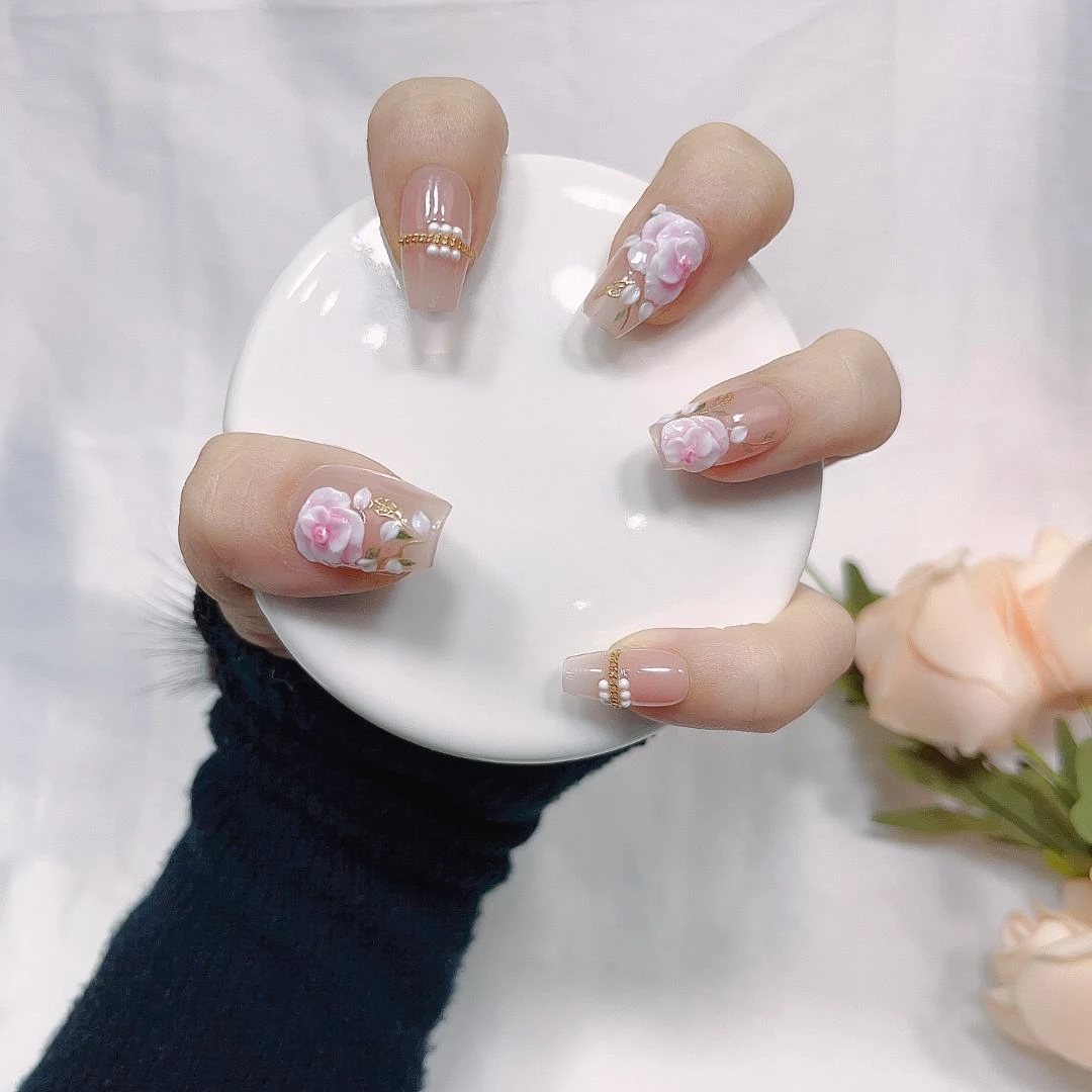 【DD018花间语】绝版 薯你靓 品牌 原创设计 纯手工雕花穿戴甲