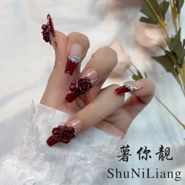 薯你靓【XX094沙漠玫瑰】薯你靓 品牌 原创设计 纯手工雕花穿戴甲