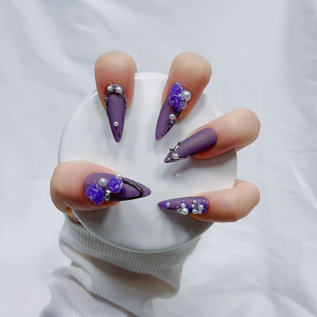 【LLS004紫气霓裳】薯你靓 品牌 原创设计 纯手工雕花穿戴甲