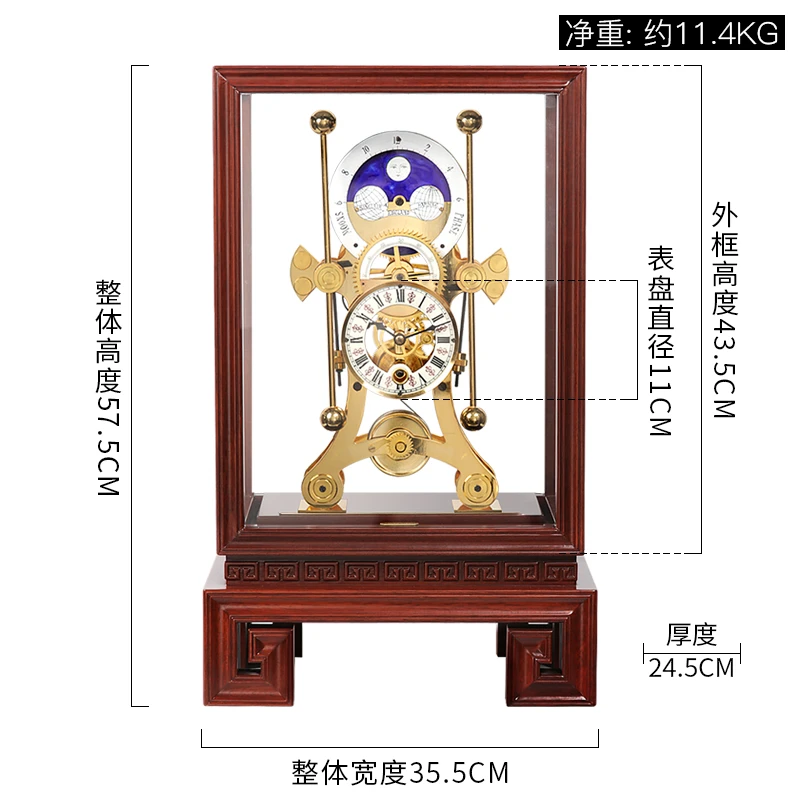 HENSE/汉时机械实木座钟航海机芯台钟客厅欧式复古报时钟摆件HD01