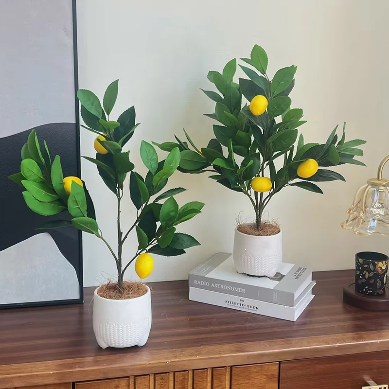 柠檬盆栽假花仿真花餐桌花高档逼真家居摆件电视柜茶几玄关装饰