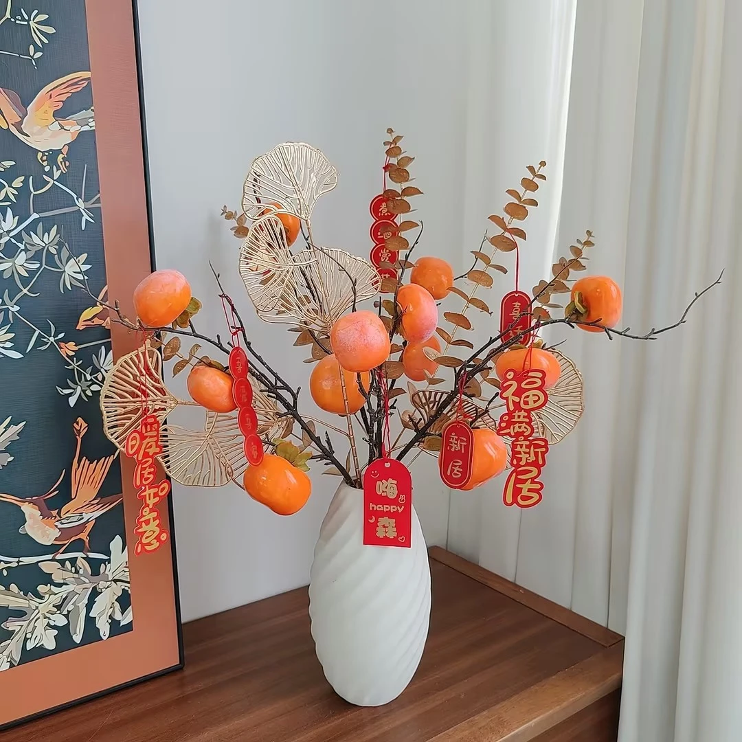 【尝鲜体验】事事如意带瓶一整套新年乔迁新居必备带挂件仿真花