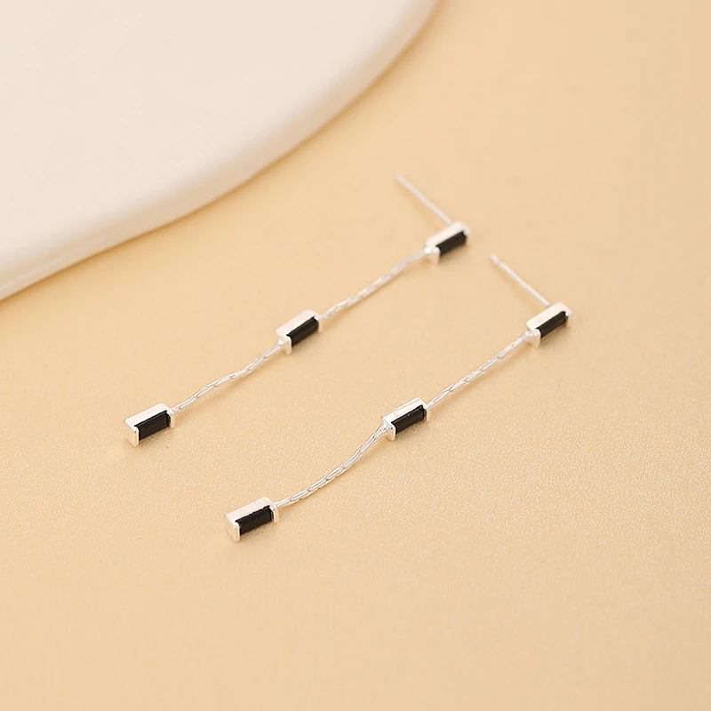 925银耳饰 韩国气质耳环女人味流苏耳线方圆脸显脸小轻奢高级感