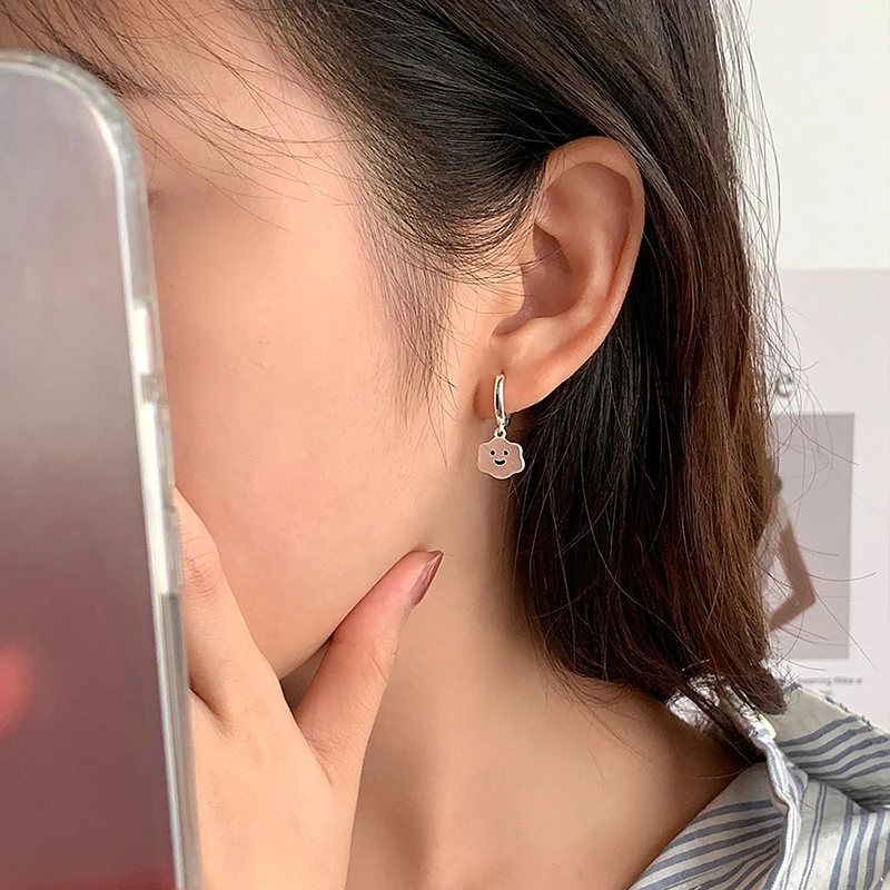925银耳饰 彩虹云朵笑脸耳环女小众设计2025年新款高级感耳扣