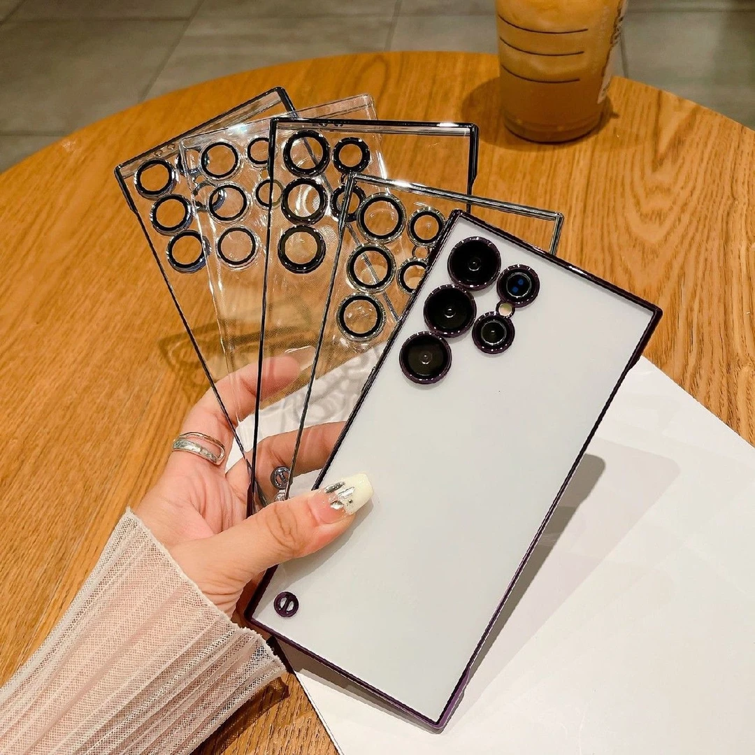 适用三星S24手机壳S24ultra简约s23Ultra电镀无边框透明保护壳