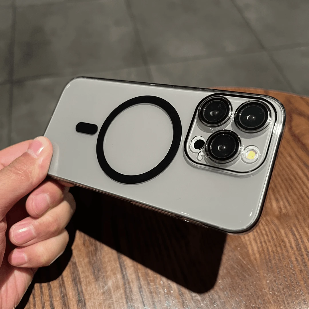 适用苹果16promax手机壳强力磁吸高透苹果16自带镜头膜透明保护壳