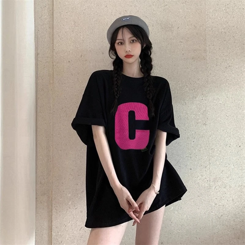 夏季100%重磅休闲大码2-300斤胖mm日常通勤风百搭宽松慵懒短袖T恤