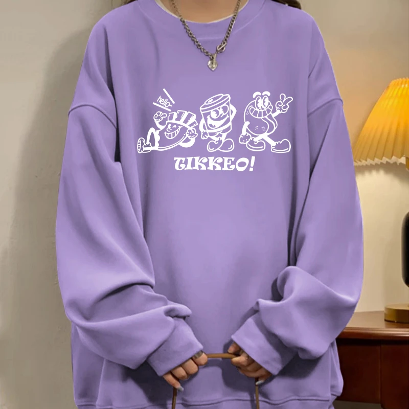 重磅420G秋冬加厚圆领欧美式潮酷卫衣女大码胖mm简约街头韩版上衣